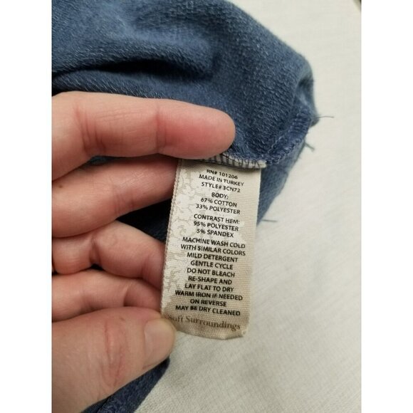 Soft Surroundings Womens Hooded Pullover Top PM Blue Cotton/Polyester Blend - Picture 4 of 13